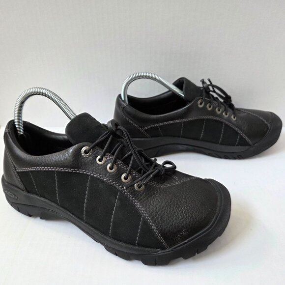 Keen Shoes Womens 10 W Wide Black Leather Presidio Low Hiking Trail Boots - Picture 7 of 11